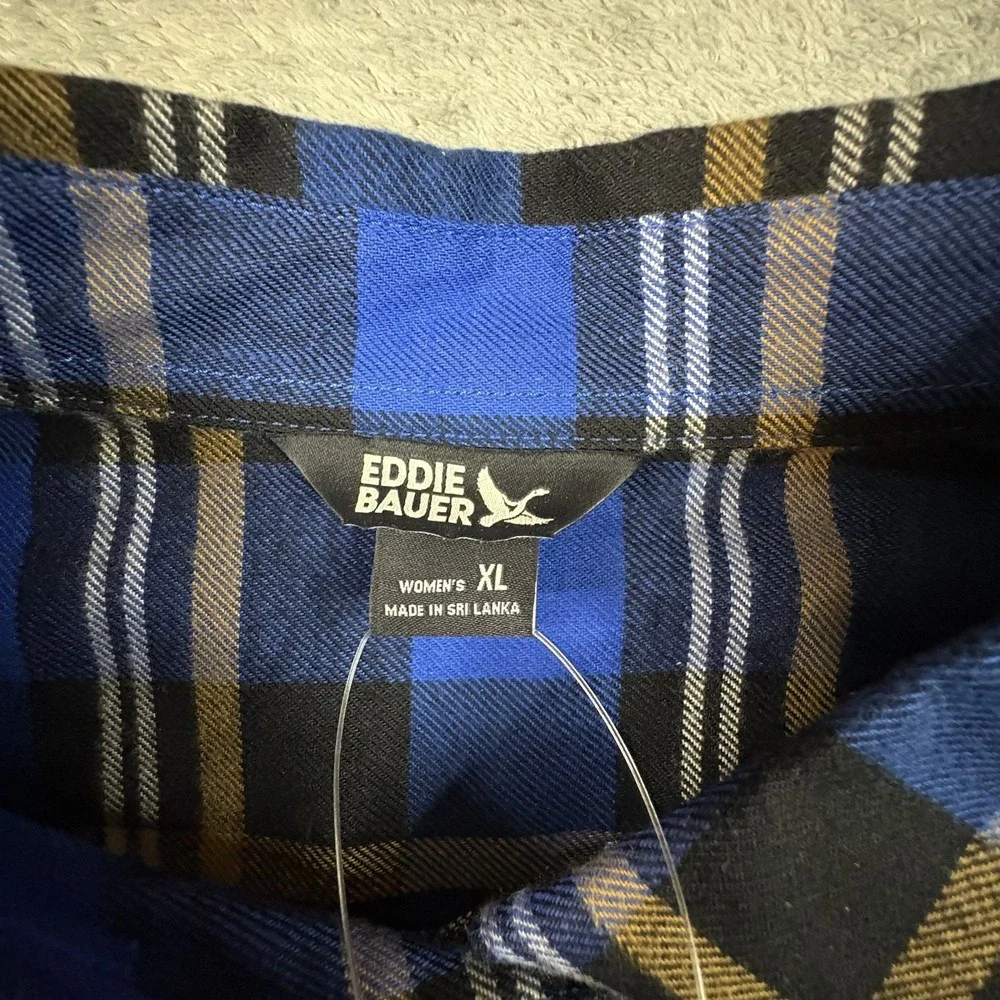Eddie Bauer Women's‎ XL NWT Multicolor LS Plaid Flannel Tencel Blend SEE DESC